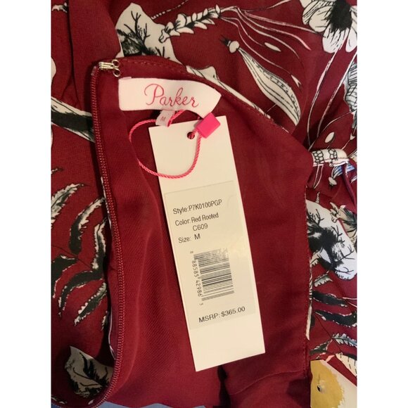 Parker Maroon "Red Rooted" Black/White Floral Dress, Size M, NWT! $365 - Picture 5 of 5